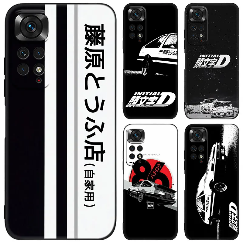 Anime Initial D AE86 Black Phone Case For Xiaomi Redmi Note 12 Pro 11 Pro Plus 11S 11T 10 10T 5G 10S 9S 9 8 Pro Cover