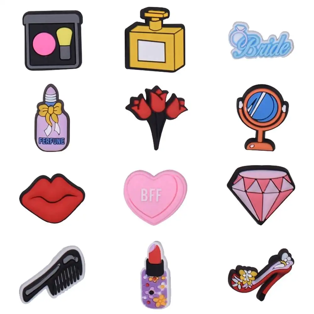 Wholesale 1pcs PVC Shoe Accessories for Crocs Charms Makeup Badge Women Clogs Buckle Kids Pins Decoration Jeans Party Favors