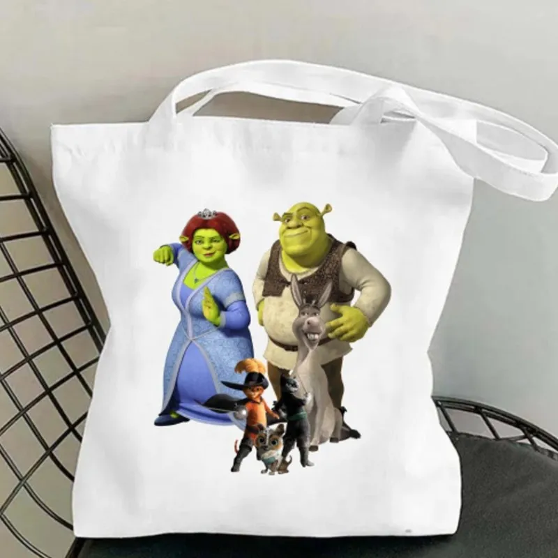 BEAST KINGDOM S-Shrek Movie Women Shoulder Bags Casual Handbag Tote Bag Large Capacity Cotton Shopping Bag