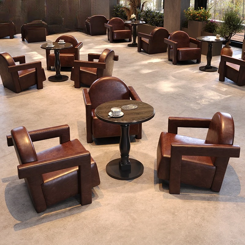 Medieval tavern single sofa, retro cafe milk tea shop booth sofa