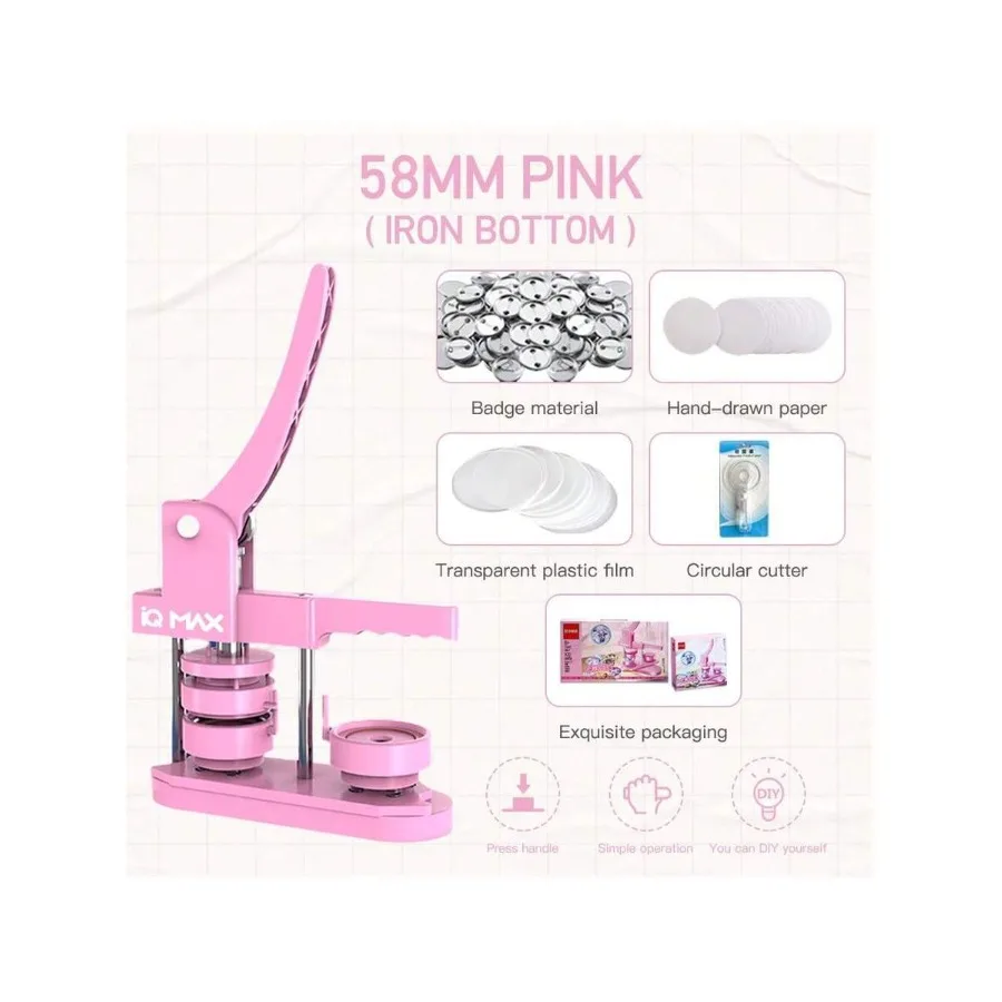 

58mm Badge Maker - 3rd Gen No-Installation 58mm (2.25 Inch) DIY Badge Maker Includes 100pcs Badge Supplies Images And Round Cut