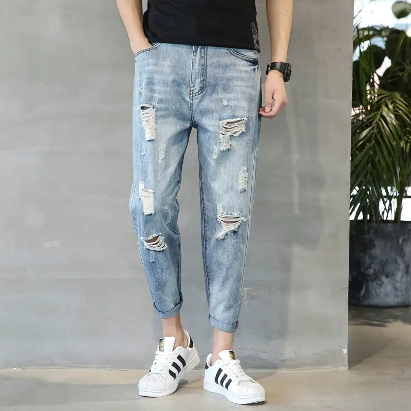 2023 Autumn New Light Luxury Fashion Jeans Men Casual Trousers Korean Version All-match Boutique Clothing Simple Style