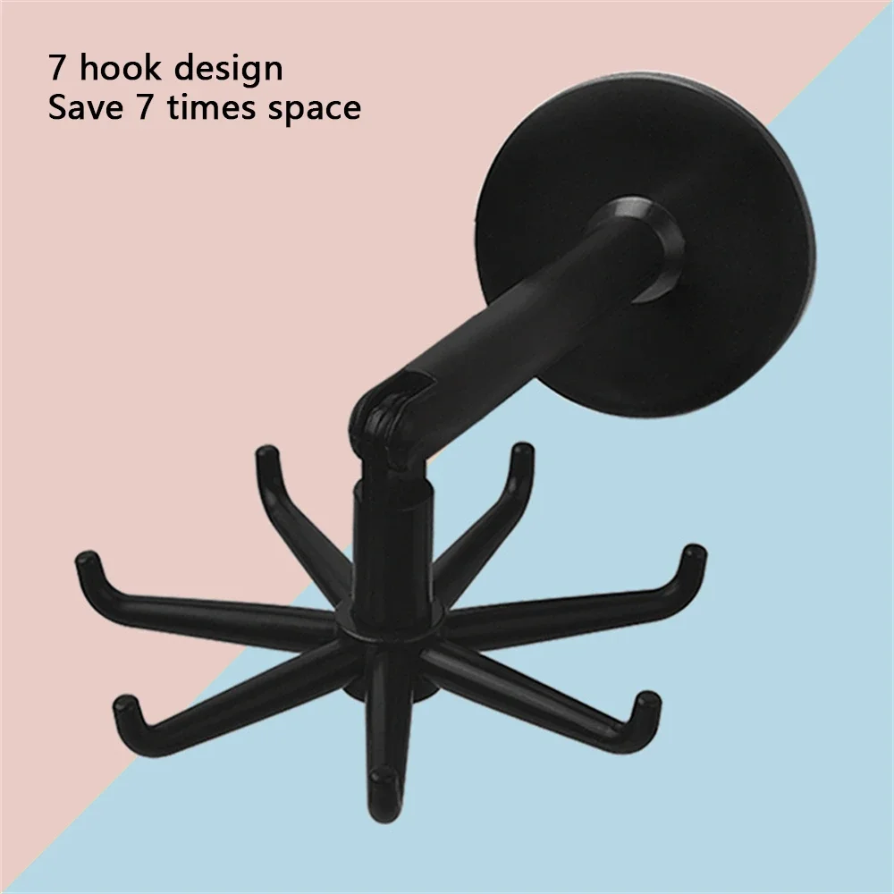 Upgraded Multi-function Rotatable 7-claw Hook 360 ° Seamless Punch Free Hook Kitchen Storage Hook Self Adhesive Bath Hooks