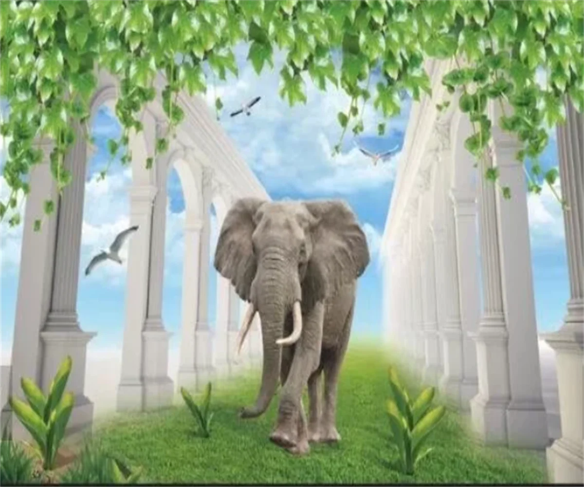 Custom size mural Cute cartoon balloon elephant animal Children's room background Wall paper Home decoration 3d wallpaper photo
