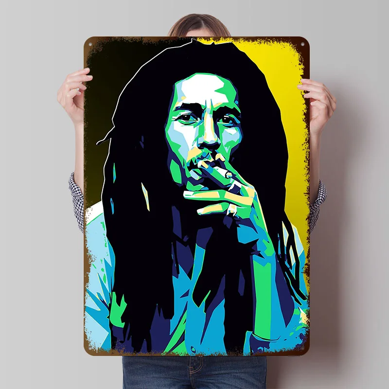 Image of Bob Marley Pop-Art-Porträt Gedrucktes Poster Individualisierte Retro-Wandkunst Vintage Metallschilder für Wohnzimmerdekoration Männerhöhle
