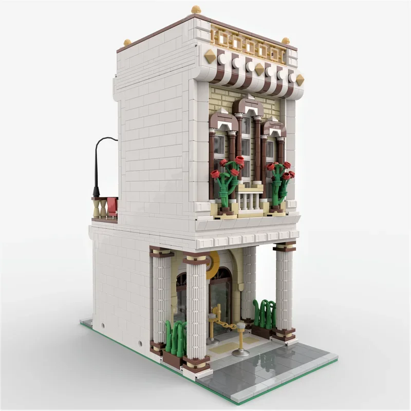 Street View รุ่น Moc Building Blocks Coffee House รุ่นเทคโนโลยีอิฐ DIY Assembly ของเล่นก่อสร้างของขวัญวันเกิดวันหยุด