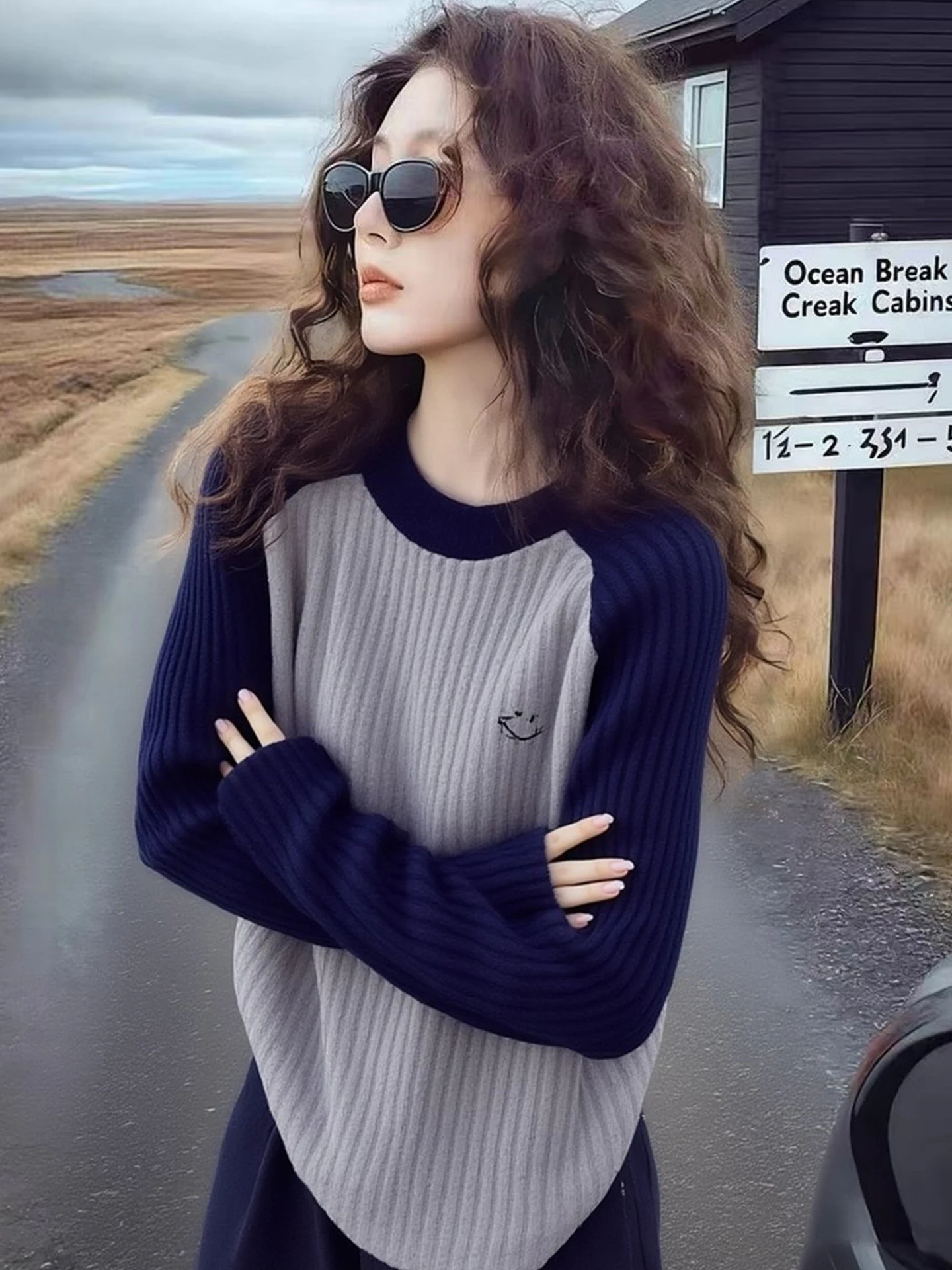 

Зимний вязаный свитер Thiened Long Sve round Ne, повседневный, удобный, свободный, женский, в стиле ретро, Faion Woole...