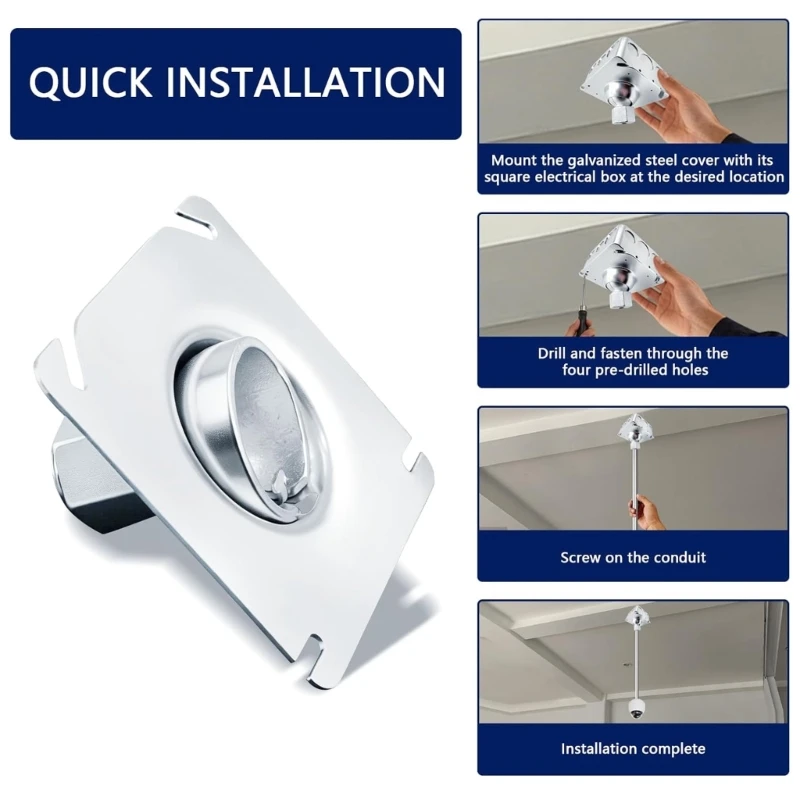 Square Swivel Pendant Fixture Hanger Swivel Ceiling Hook With 4 Hole Design For Enhances Stability And Easy Installation