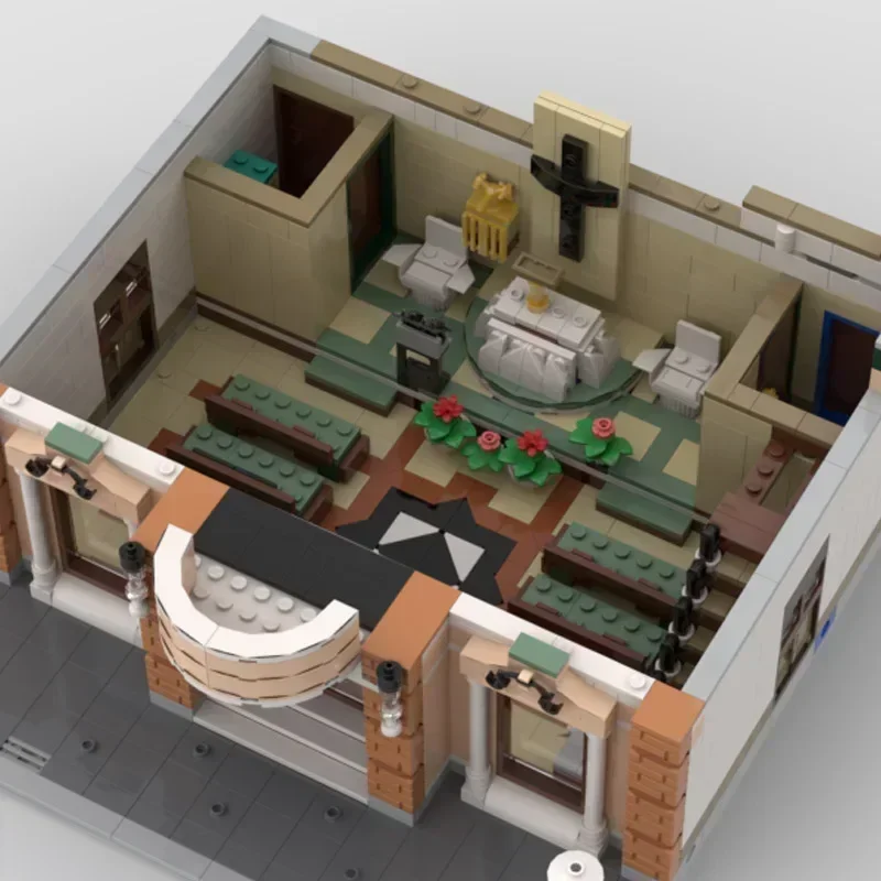 City Street View Model Moc Building Bricks Community Church Technology Modular Blocks Gifts Christmas Toys DIY Sets Assembly