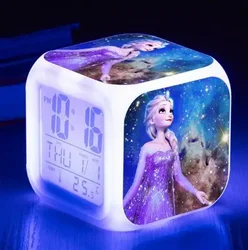 Disney Movie Frozen Princess Elsa Anna Digital Alarm Clock Color Changing LED reloj despertado Clock Kids Cartoon Toys For Child