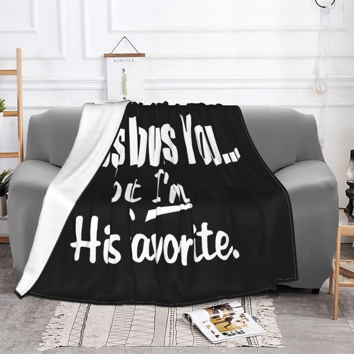 Top Quality Cotton Casual Men S Men Jesus Loves You But I'M His Favorite Chosen One Men's Throw Blanket