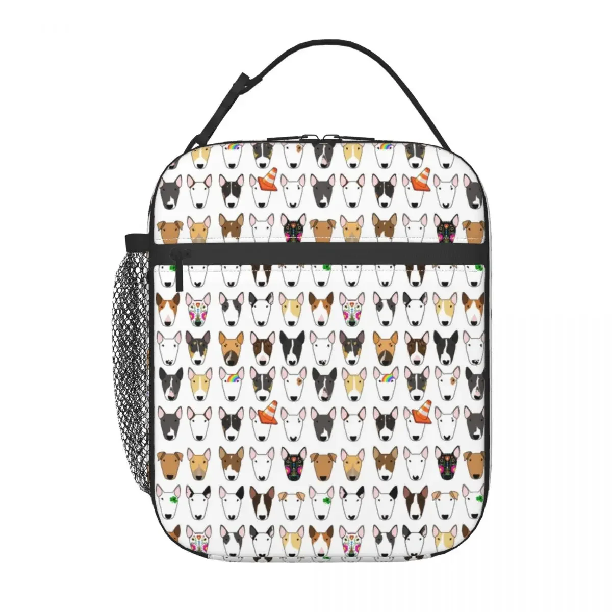 Bull Terrier Dog Repeat Pattern Thermal Insulated Lunch Bag Animal Portable Lunch Tote for Outdoor Picnic Multifunction Food Box