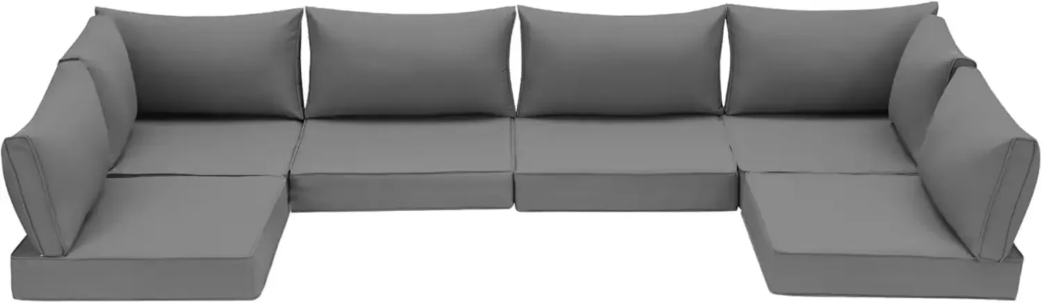 Outdoor Replacement Cushions Patio Furniture Water Resistant Sofa Cushions Six Seat Rattan Wicker Sectional Patio Conversation S
