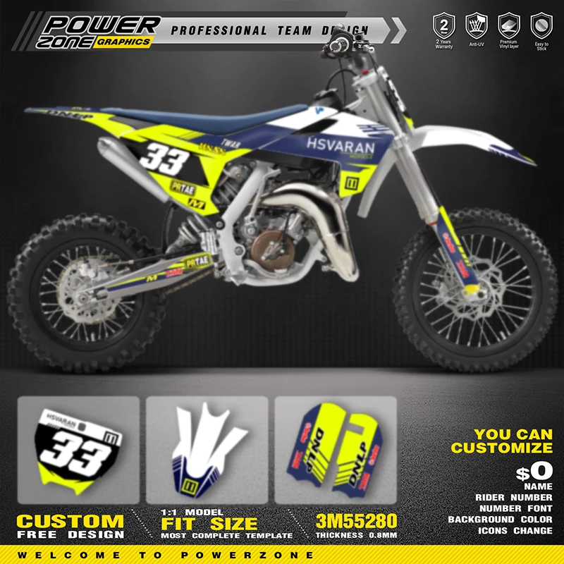 

PowerZone Custom Team Graphics Backgrounds Decal Stickers Kit For Husqvarna TC65 2023 2022 2021 2020 2019 2018 2017 2016 06