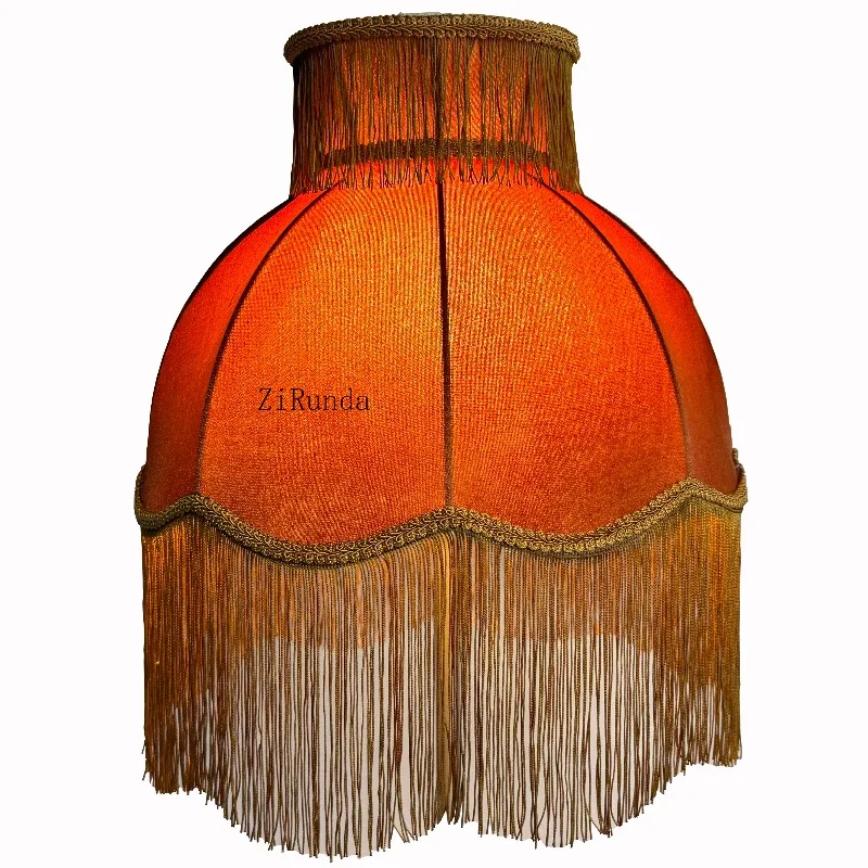 Style lampshade, velvet fabric, with gold tassel, custom size decorative lampshade, suitable for desk lamps and floor lamps