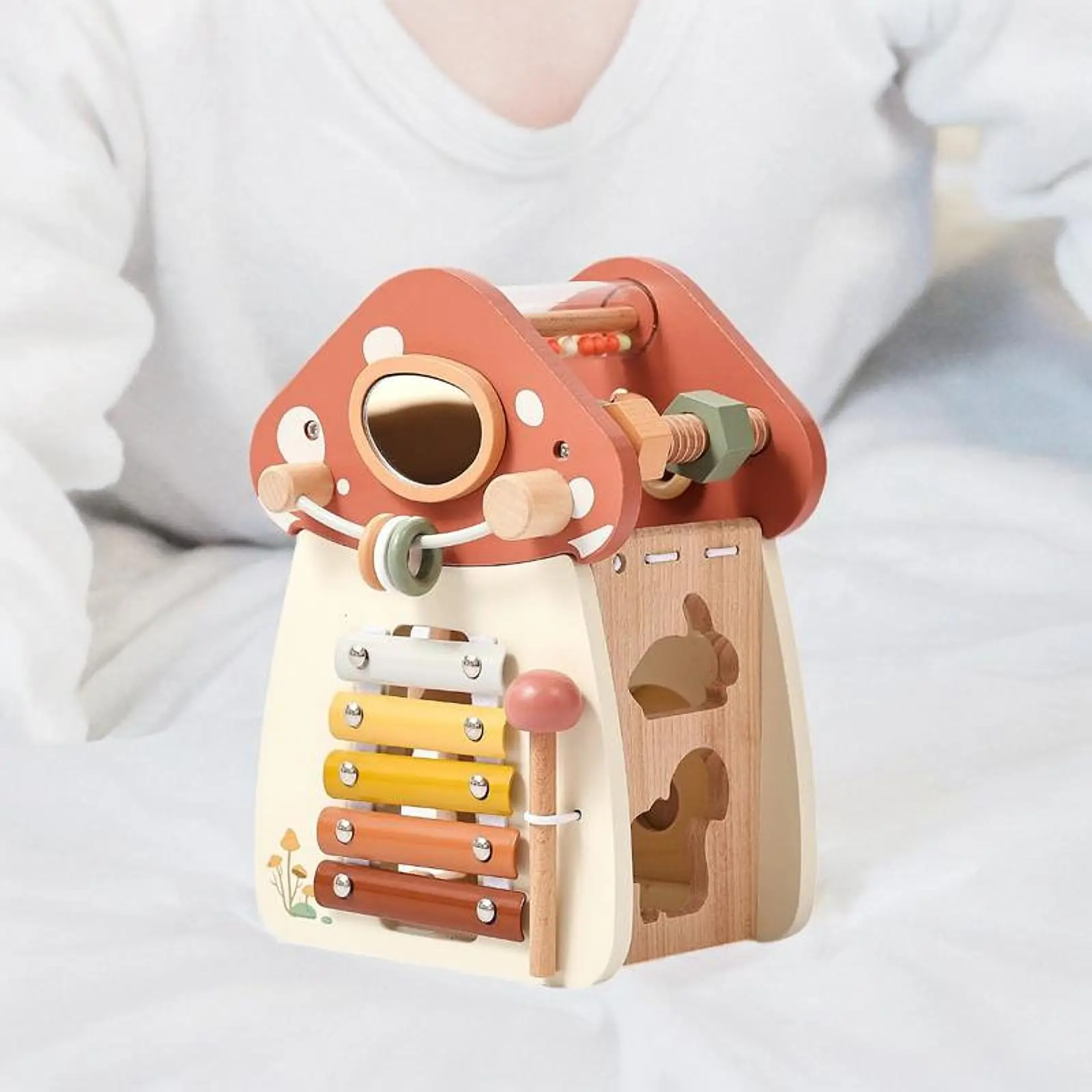 

Wooden Activity Cube Sensory Toy Multipurpose Early Education Educational Learning Toy Montessori Toy for Travel Kids Gifts