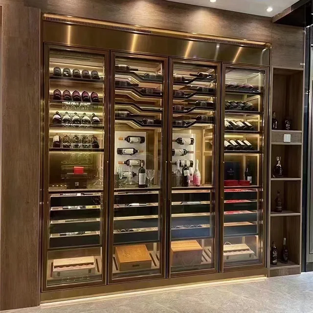 Modern Stainless Steel Thermostatic Wine Rack for Dining for Restaurant Whiskey Display in Living Room or Hotel Bar Cabinet