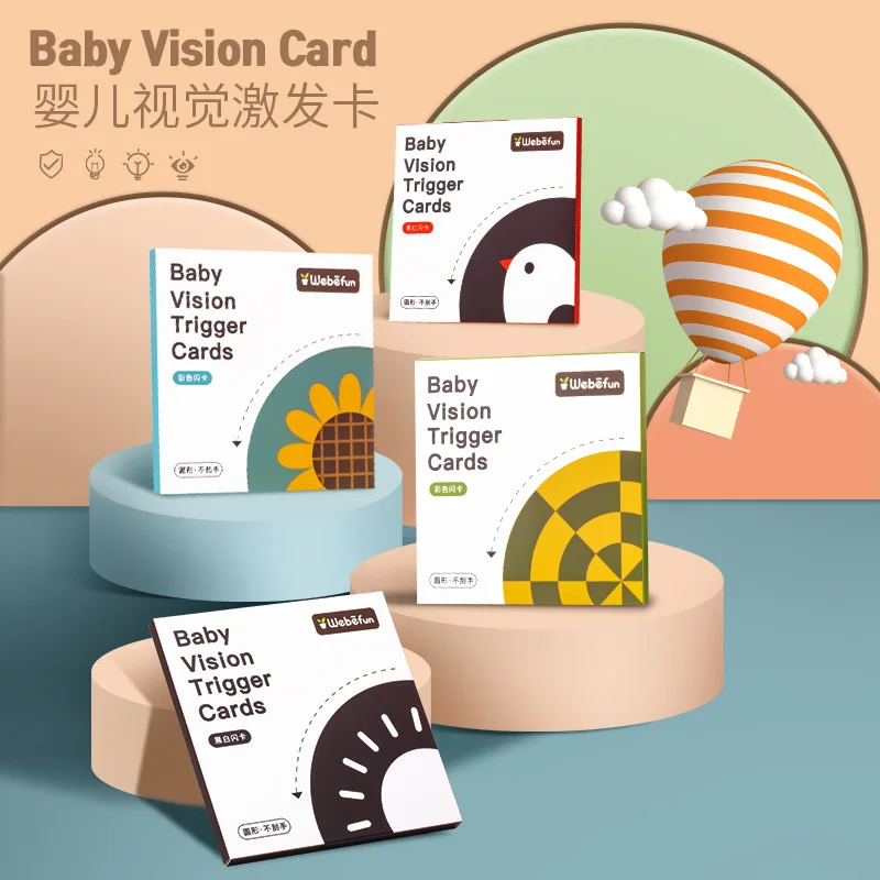 

Montessori 0-12Month Baby Vision Stimulation Cards Black and White Contrast Cards Stimulate Newborn Visual Early Learning Toys