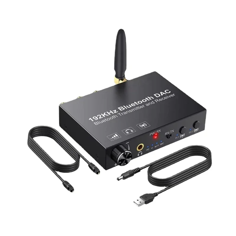 DAC Bluetooth Audio Converter - Bluetooth 5.0 Digital To Analog Converter with Fiber Optic Coaxial Audio Conversion and Volume C