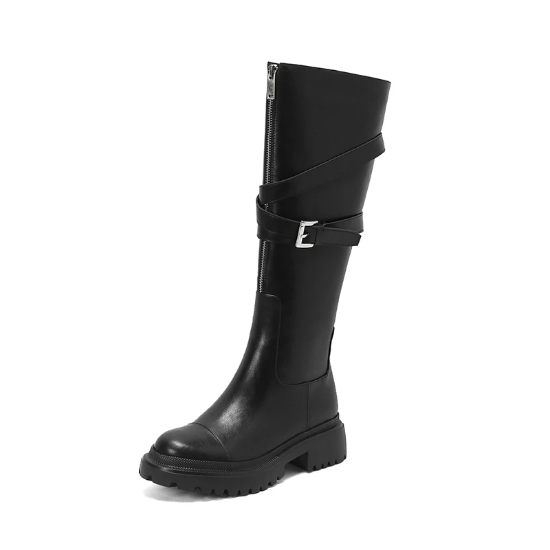 ArdenFurtado Genuine Leather Woman Boots Knee High Platform Elegant Trend Punk Gothic Rock Women's Shoes Motorcycle Footwear