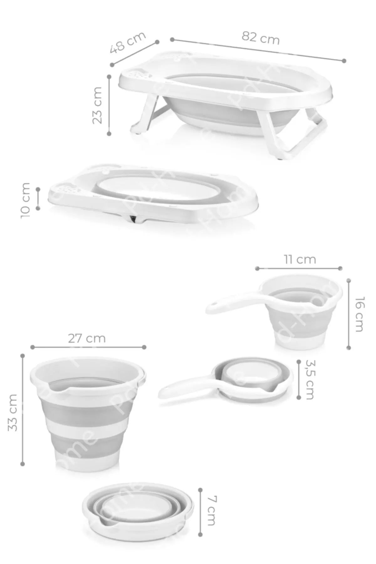 Folding Child Tub, Bucket And Stoup Set Gray Folding Child Tub, bucket and Stoup Set Gray Retractable Silikon Layers