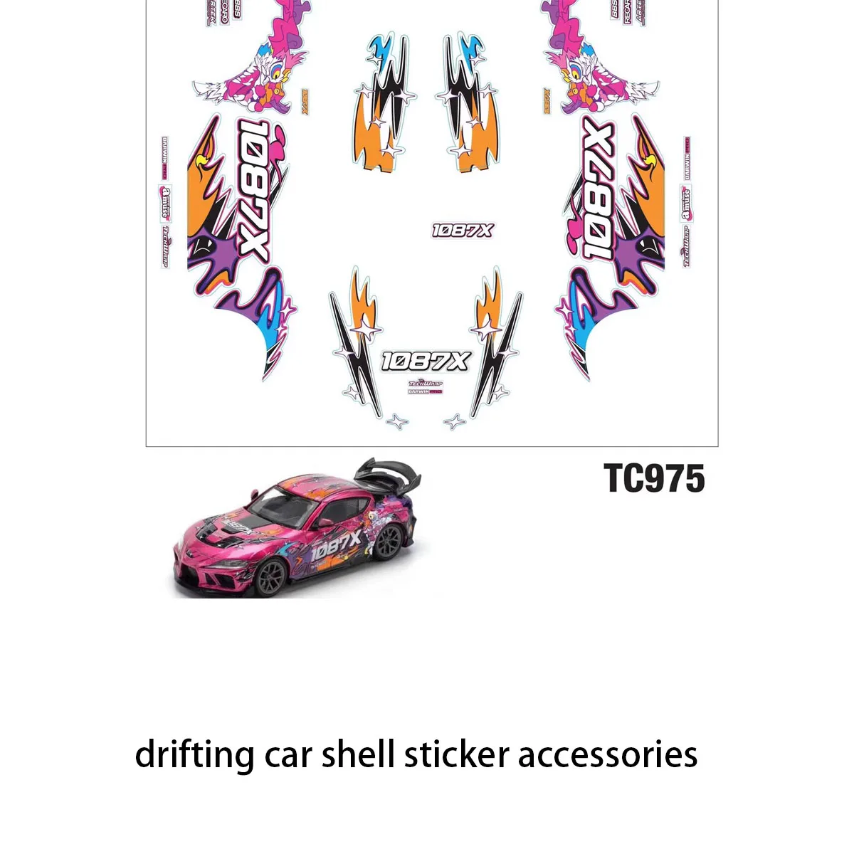 New TC975 1/10 A90 Supra 1087X fully upgraded with decal transparent car shell sticker drifting car shell sticker accessories