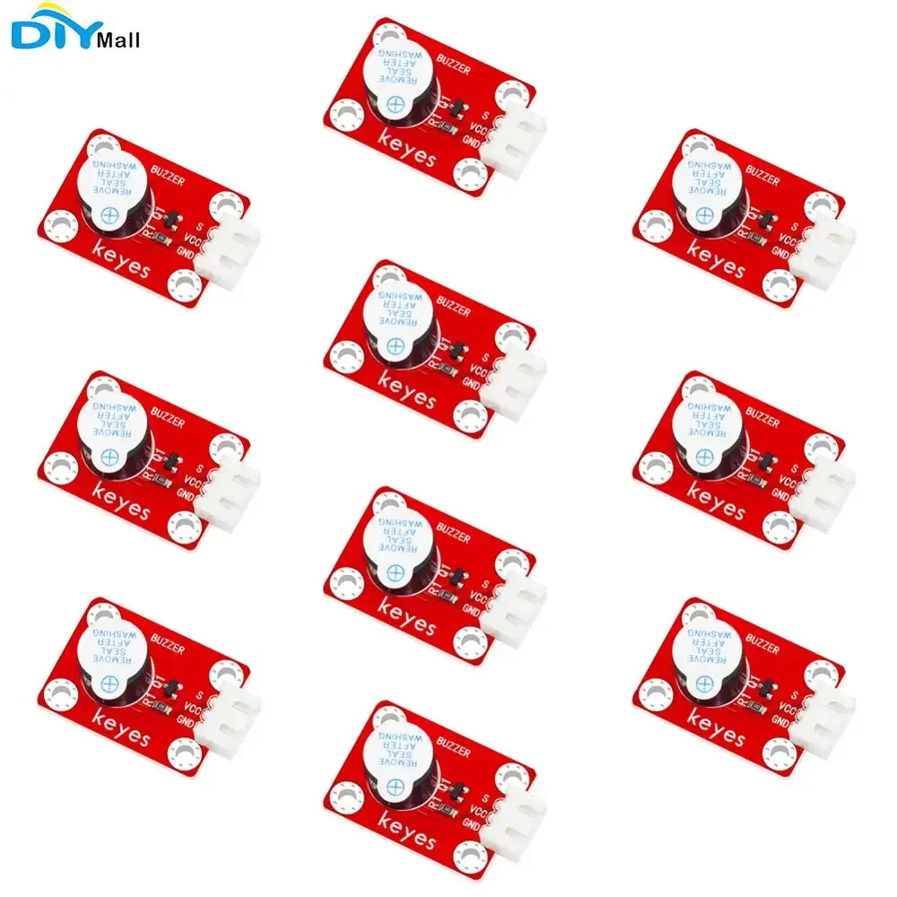 10 stuks toetsen baksteen actieve zoemermodule (padgat) anti-reverse plug witte terminal voor Arduino