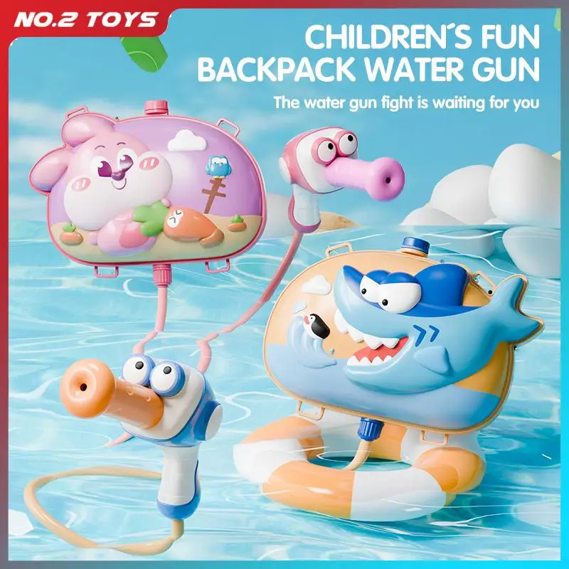 

Children's Backpack Water Gun Outdoor Beach Parent-Child Interactive Toy Cartoon Dinosaur Rabbit Pull-Out Spray Water Guns Toys