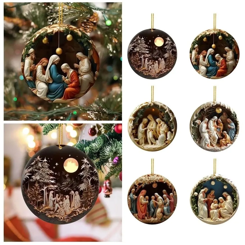 

Acrylic Painted Nativity Pendant DIY Hangable Christmas Tree Ornaments Personalized Design Xmas Ornament for Home Decor Pendants
