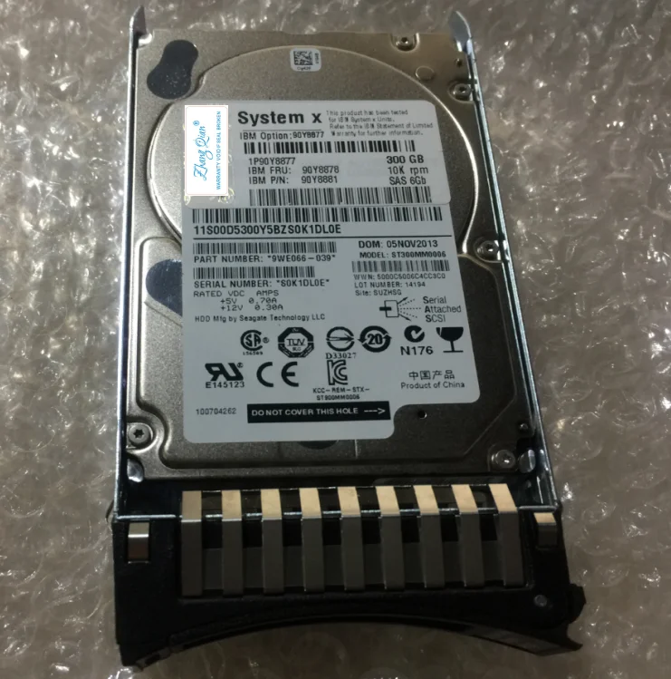 For IBM X3550 X3650 M4 90Y8877 90Y8878 2.5 300G SAS HDD 300GB