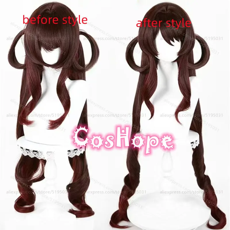 Lantern Rite Hutao Cosplay Wig with Double Ponytails Brown Gradient Wig Heat Resistant Synthetic Wigs for Halloween Costume