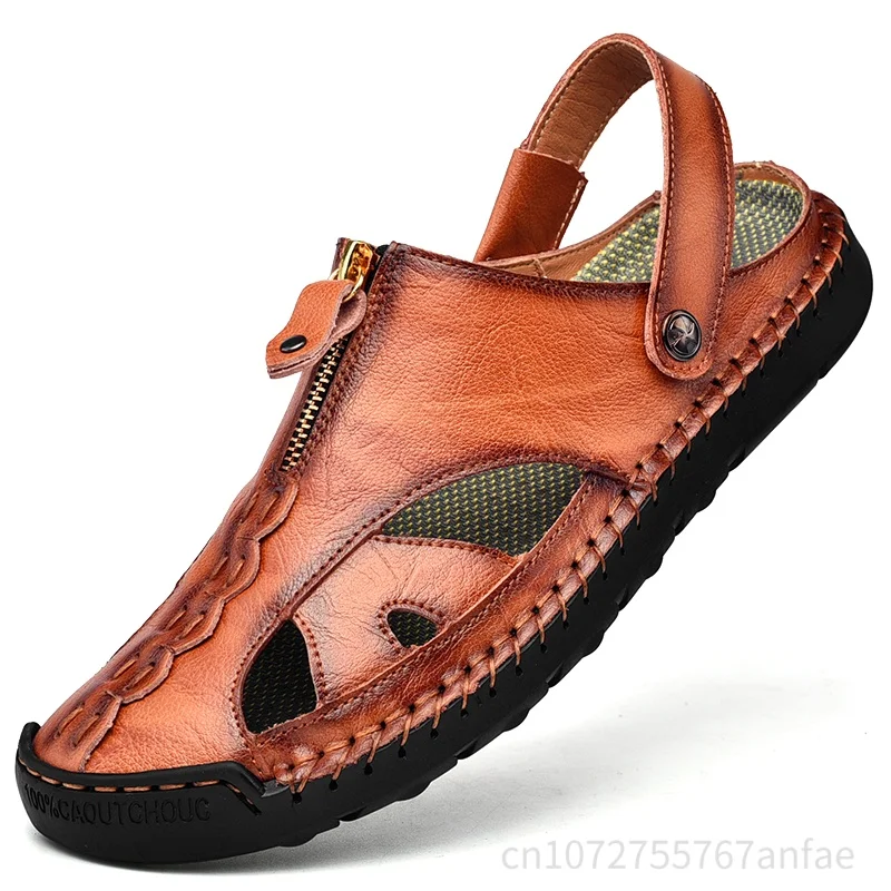 

Handmade Leather Breathable Fashionable Casual Stream Tracing Sandals Large Size Men's Shoes Comfortable Summer New Arrival