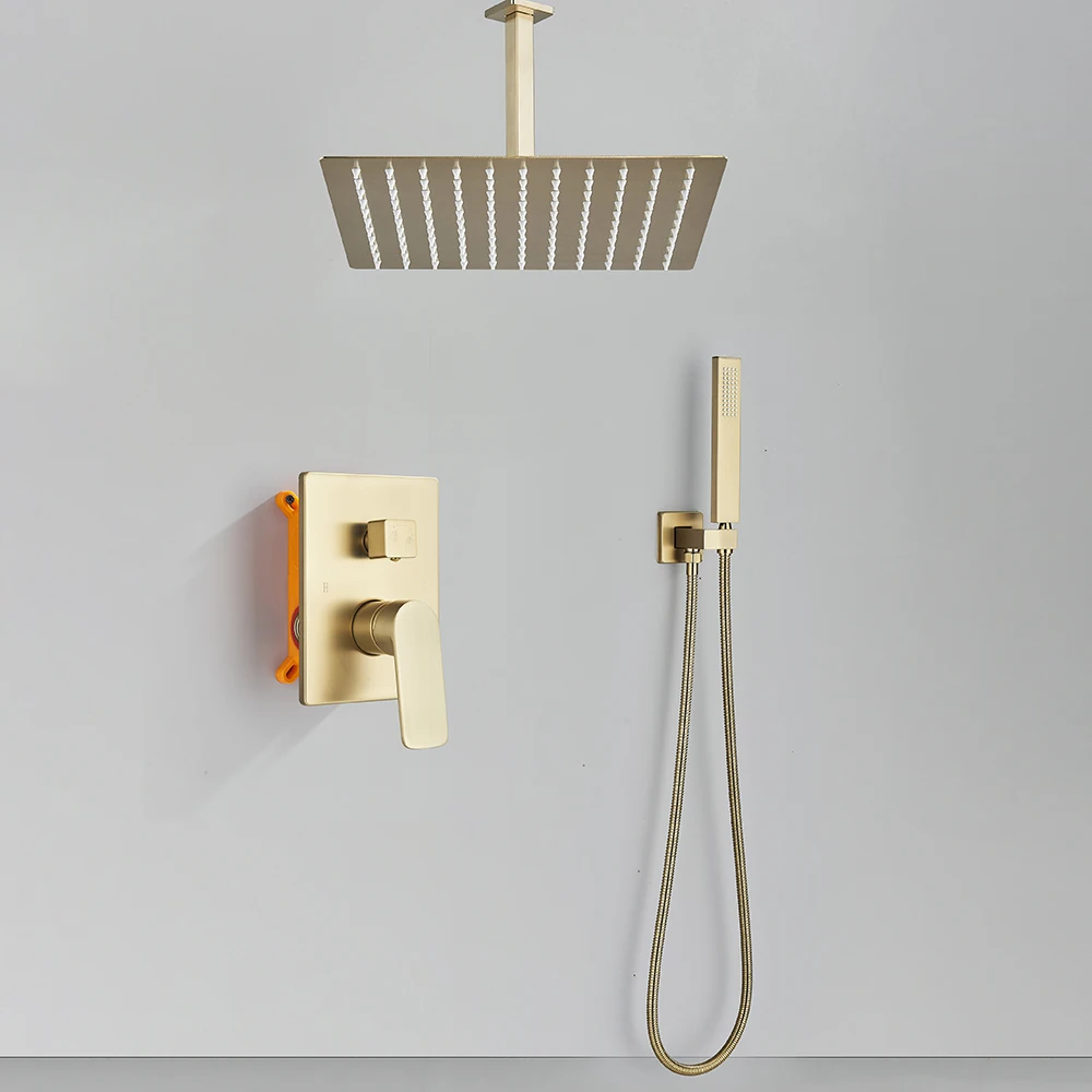 POIQIHY نحى الذهبي دش الحنفيات جدار جبل أخفى دش مجموعة الأمطار حمام دش خلاطات 2 طرق الحمام صنبور حوض خلاط