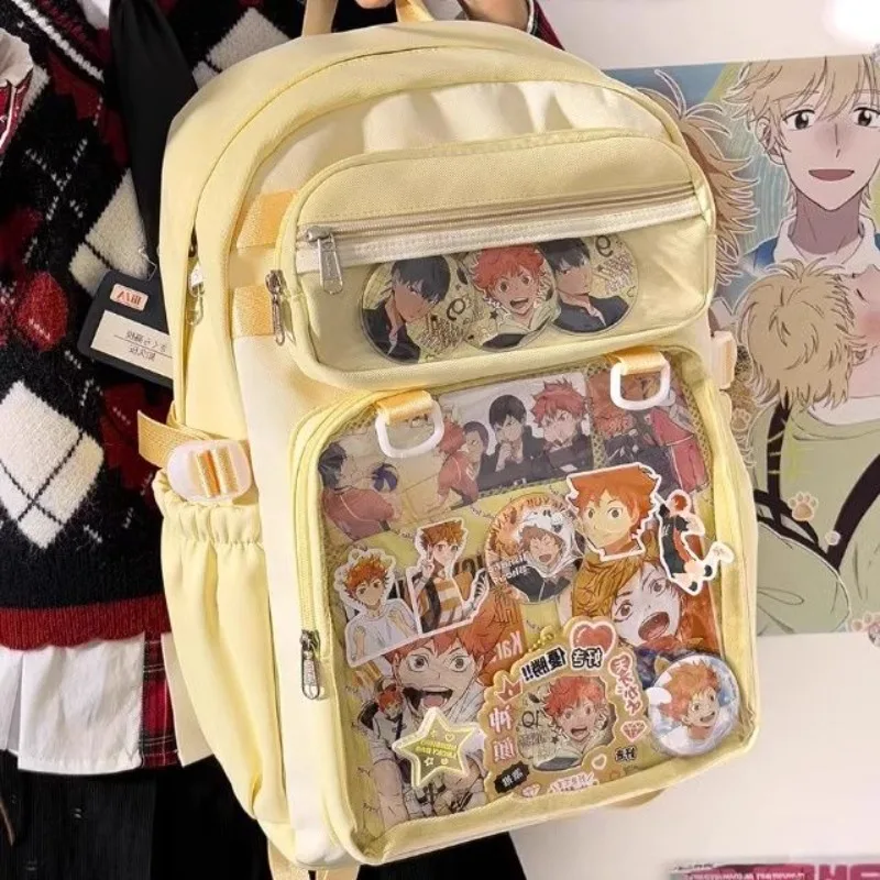 

Richme Anime Women Ita Bags Fashion 2025 Patchwork Nylon Large Capacity Laptop Backpacks Clear Window DIY Mochilas Para Mujer