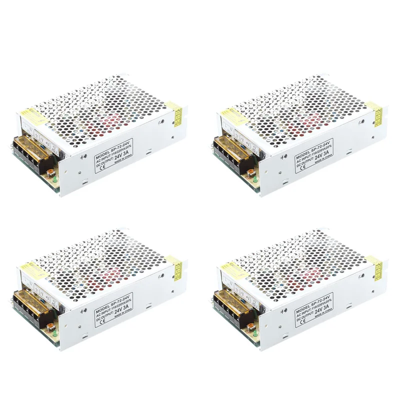 

ABHU 4X AC 110/220 В 24 В постоянного тока 3A 72 Вт Трансформатор питания для светодиодной гибкой ленточной лампы