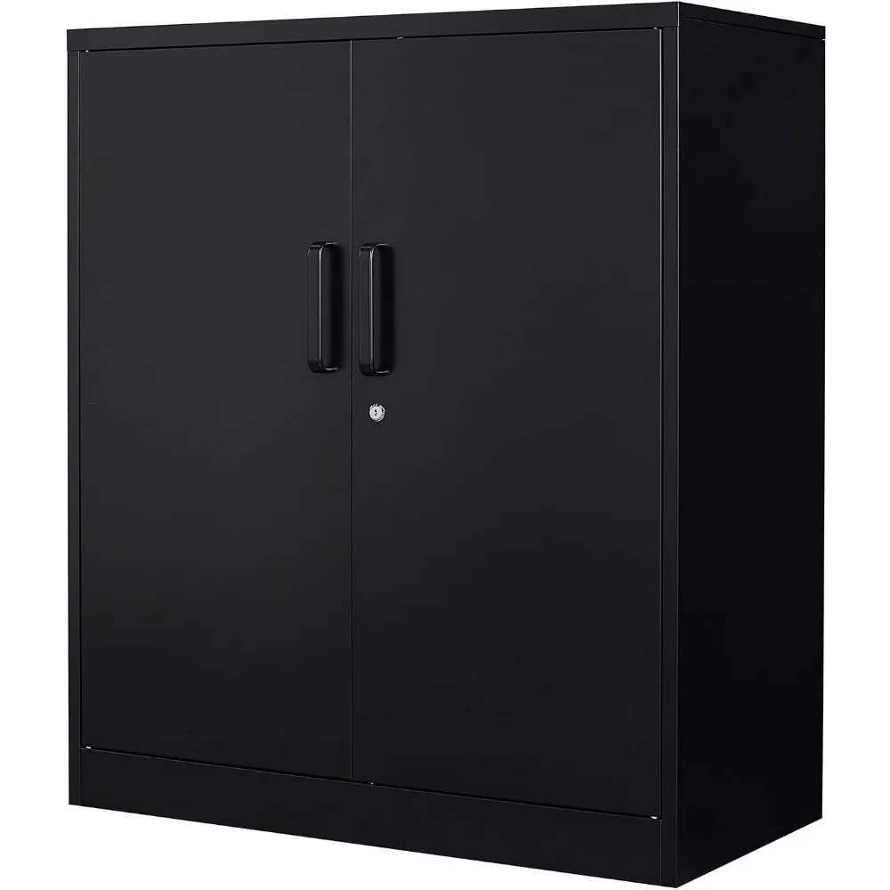 

Metal Storage Cabinet with 2 Doors and 2 Adjustable Shelves - 35.5 Garage Wall Cabinet, Locking Counter Cabinet for Home