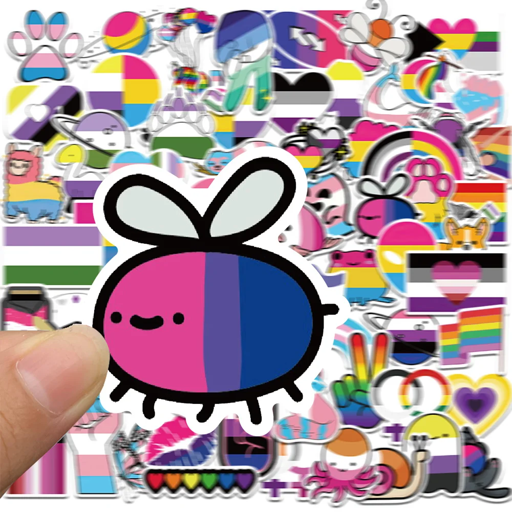 50/100pcs Cartoon Pride Stickers Rainbow Sticker Colorful Waterproof PVC Decals for Water Bottle Laptop Motor Phone