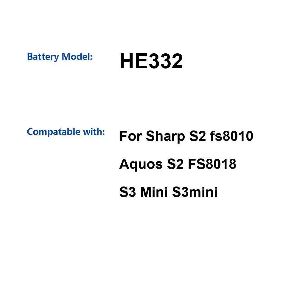 

Долговечный аккумулятор для мобильного телефона Sharp S2 Fs8010 Aquos FS8018 S3 Mini S3mini, высокая производительность HE332 2930 мАч
