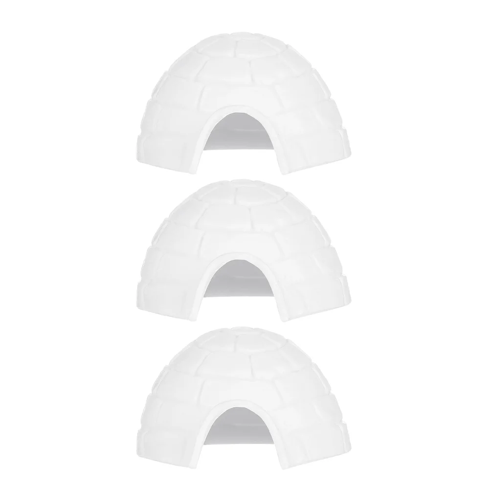 

3 Pcs Igloo Model Ice House Figurines Decor Mini White Plastic Decorative Models Child