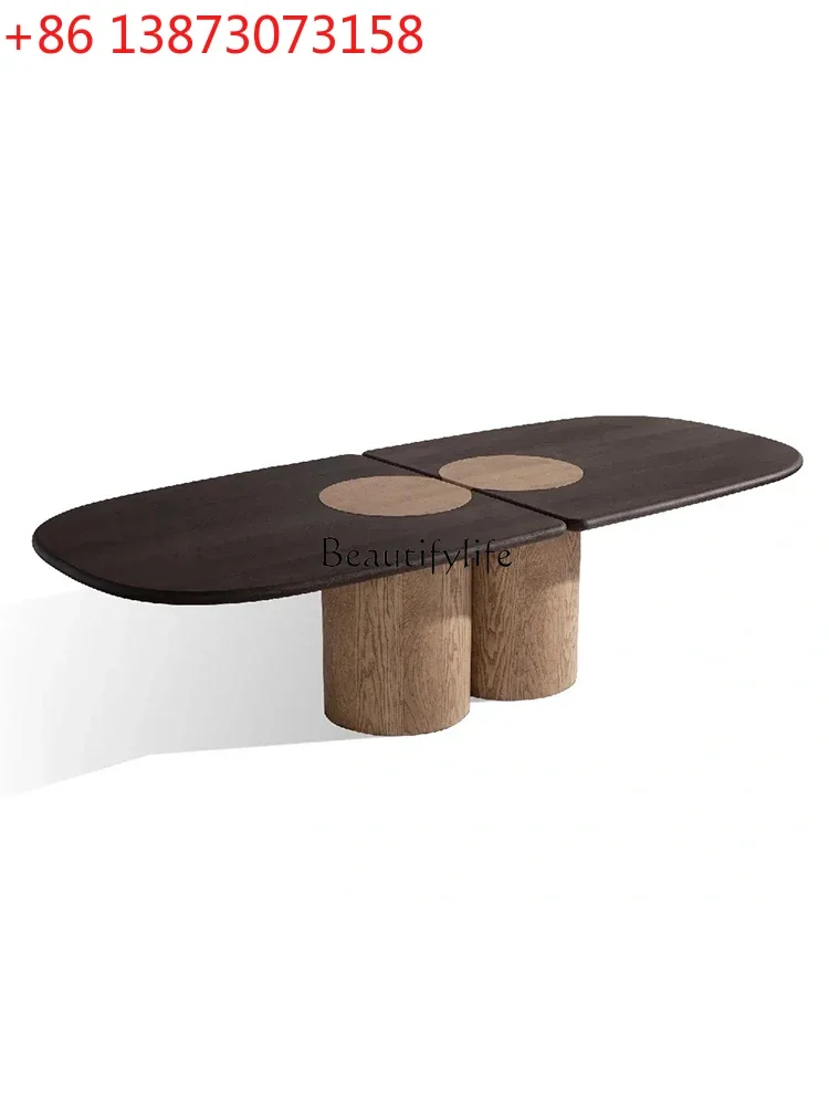 FG10Italian minimalist large apartment restaurant high-end solid wood surface dining table office conference table