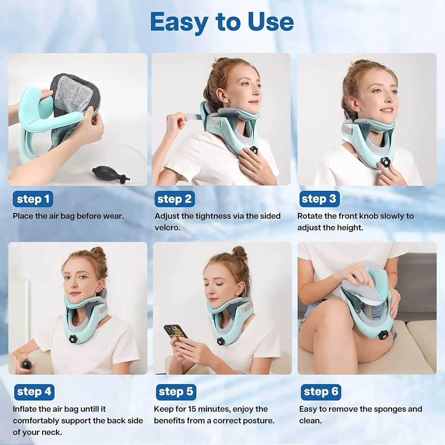 Air Sac Adjustable Neck Stretcher Collar For Cervical Spine Rehabilitation Relief Neck Shoulder Muscle Pain Traction Device