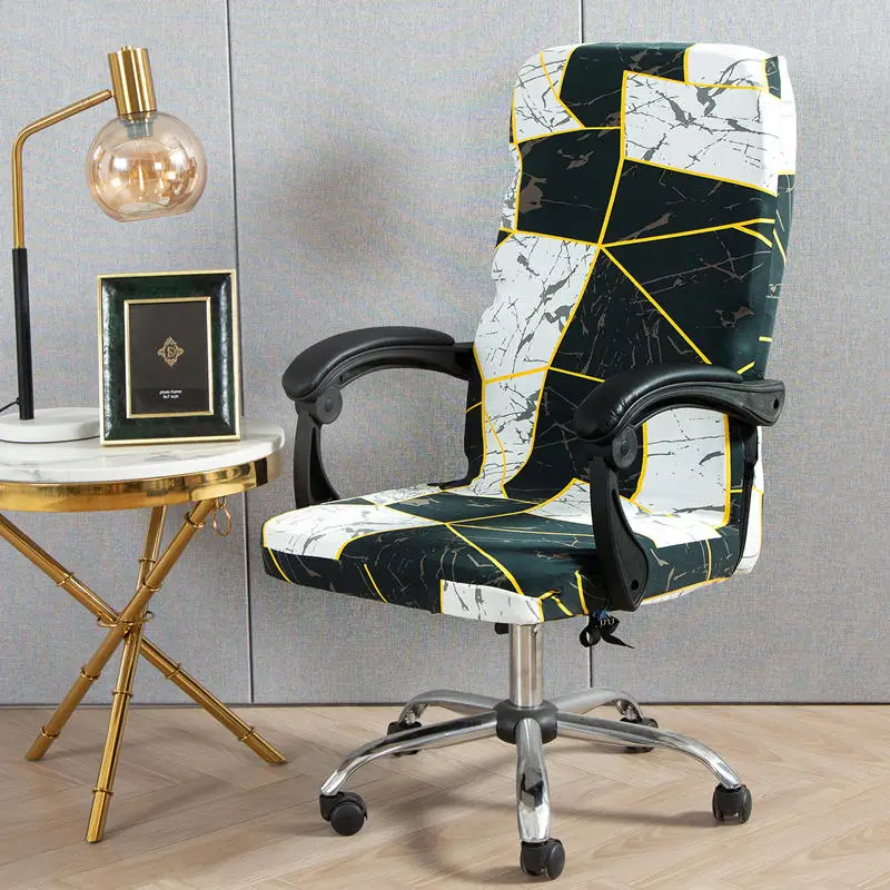 New Milk Silk Printing Stretchable Office Computer Chair Cover Removable Elastic Anti-dirty Rotating Zip Tie Stool Case M/L