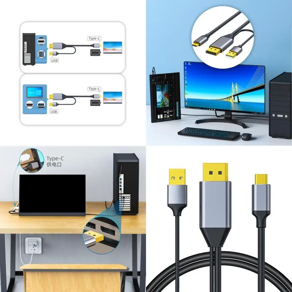 

Y5JB USB C to DisplayPort Cable 4K@60Hz 2K@144Hz Aluminum USB Type C For Laptop