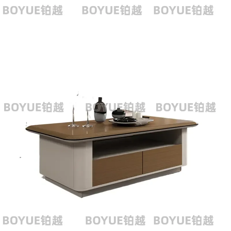 for Modern Nordic Retro Simple Rectangular Coffee Table Movable Luxury Wood Design Portable Home Furniture