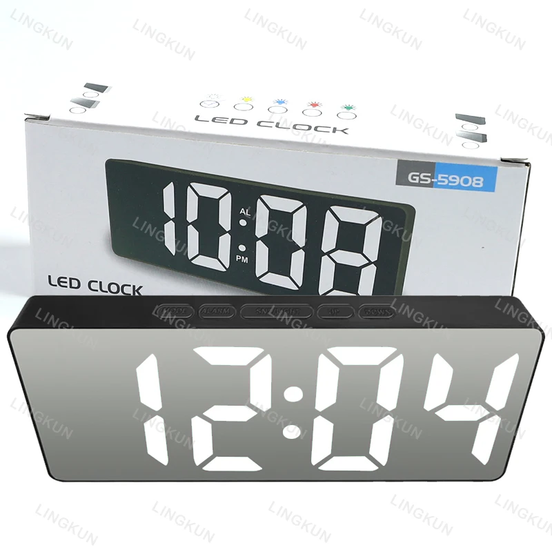 Nieuwste digitale klok LED-wekker Slaapkamer Elektronische desktopklok met temperatuurweergave Verstelbare helderheid 12/24 uur