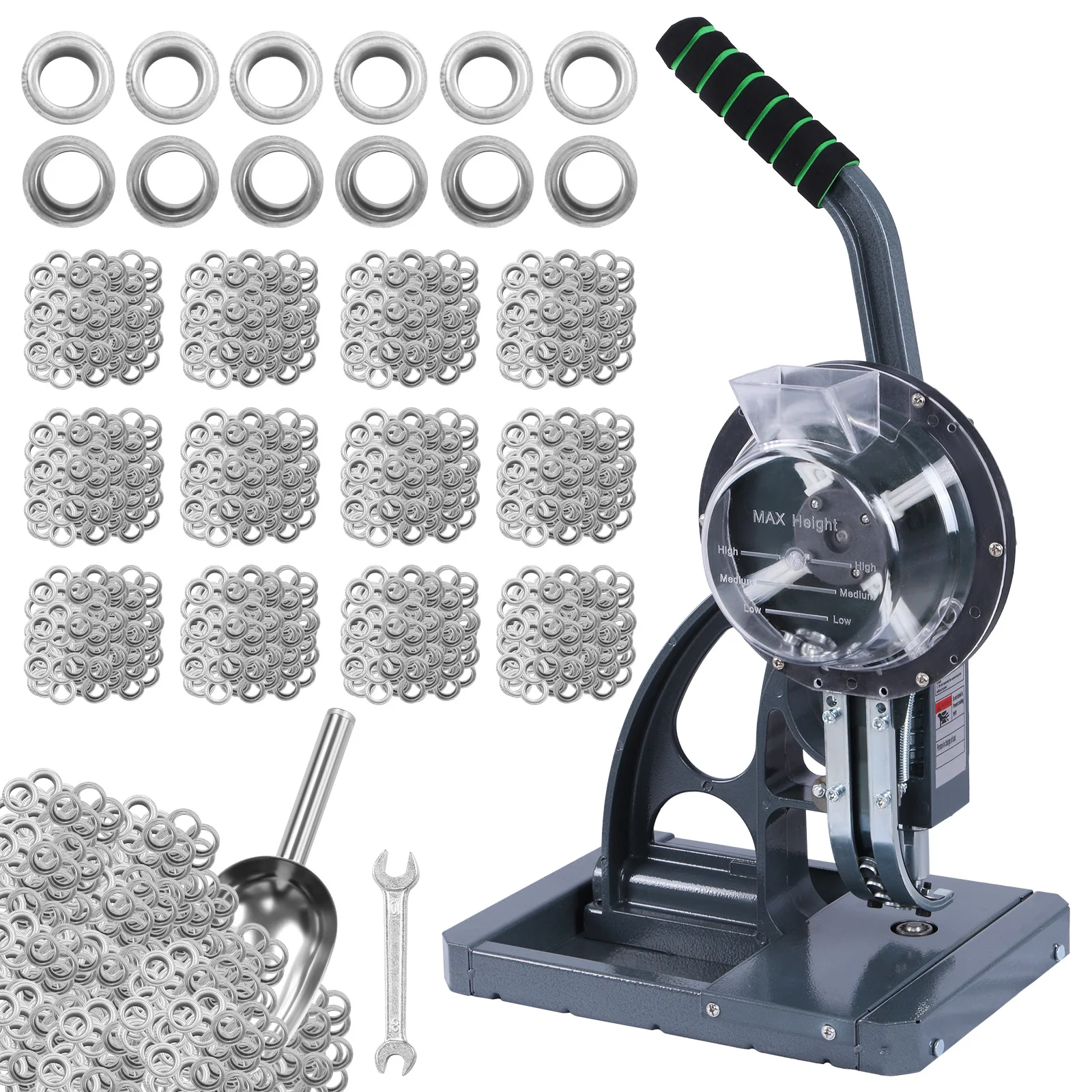 

Semi Automatic Eyelet Grommet Machine with 5000Pcs Metal Eyelets Eyelet Rivet Press 10mm for Fabric Curtains Kit Banners Poster