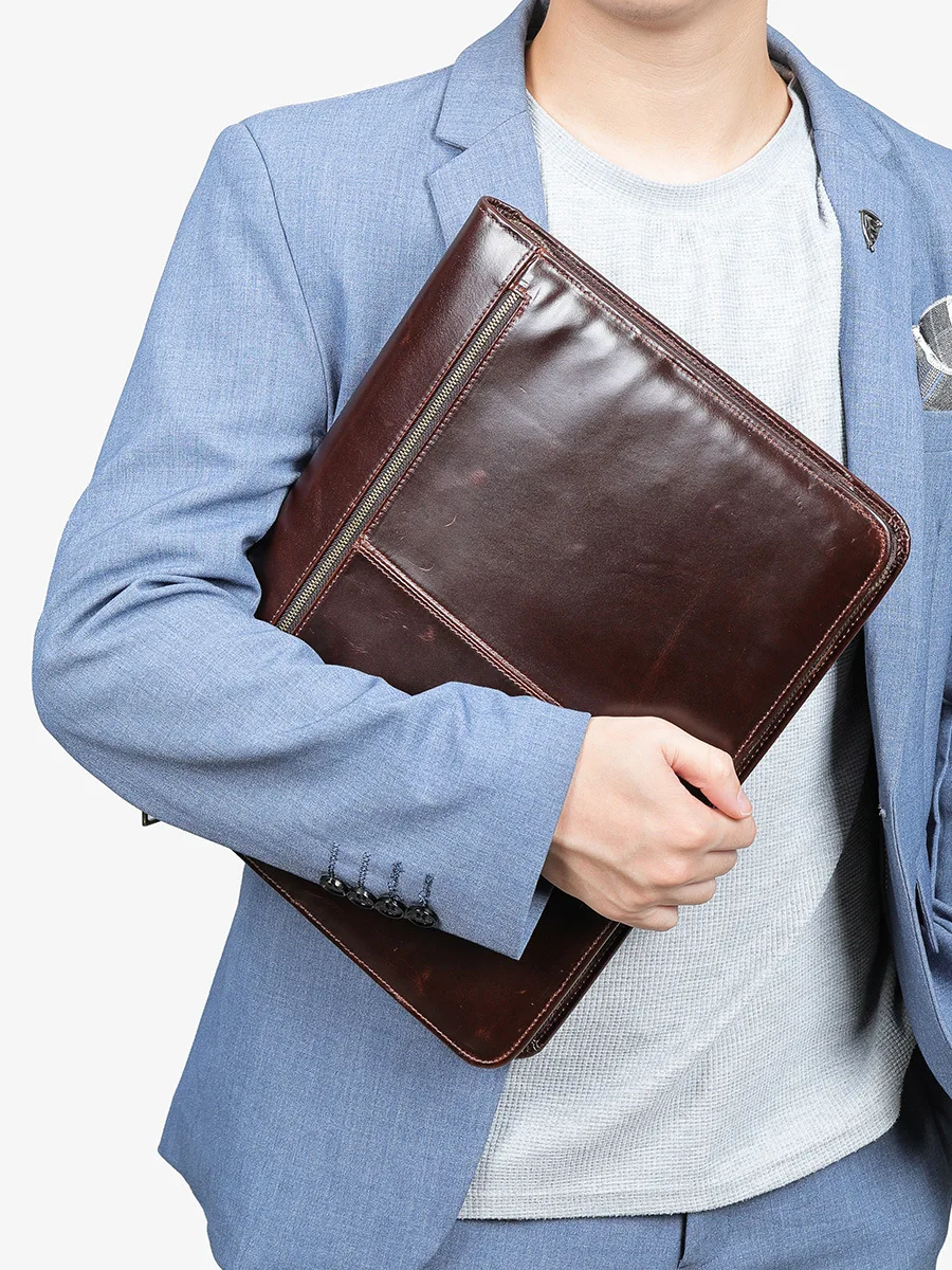 

MVA Genuine Leather Pouch Men's Large Capacity Premium Clutch Bag Cowhide Business Fashion iPad Clutch Men's Bag