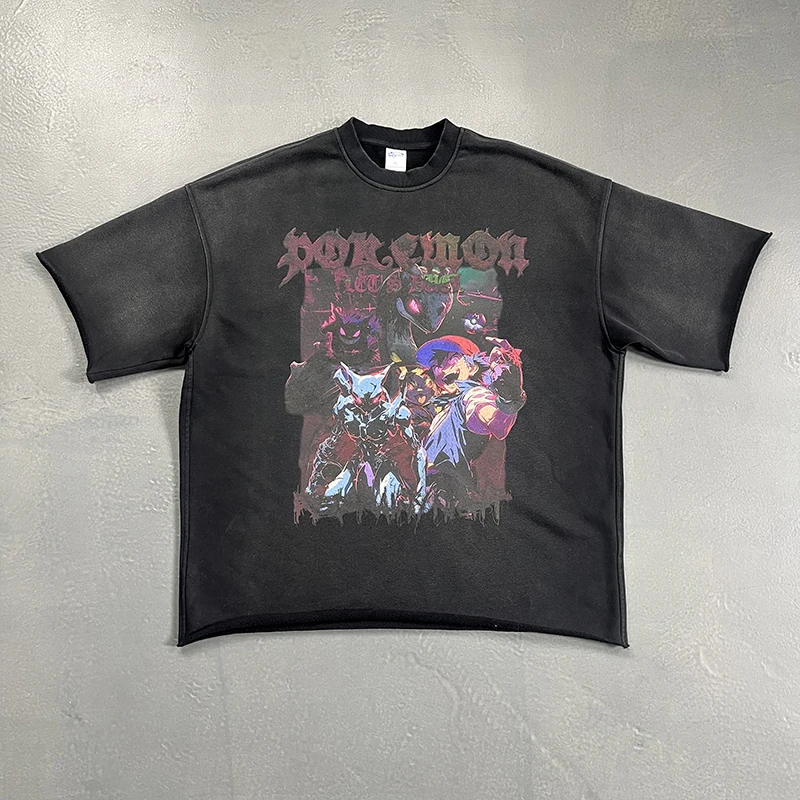 

Artiemaster American Retro Hip Hop k Print Oversize T-irt Men's Loose Fit ort Sve Youth Faion Summer Top