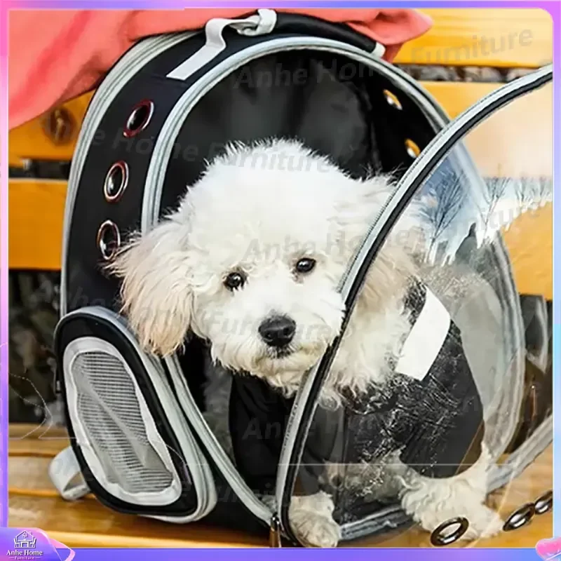 Large Capacity Transparent Oxford Cloth Pet Carrier Backpack for Cats and Dogs Portable Fashion Zipper Travel Bag 10kg