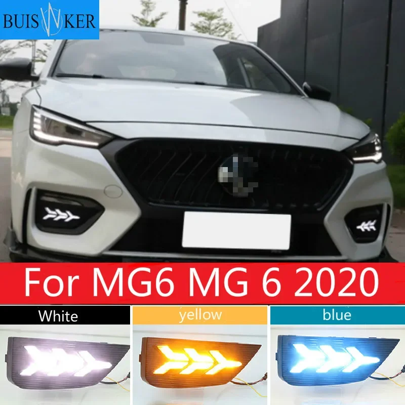 

1 Pair DRL For MG6 MG 6 2020 Fog Lamp Covers Car LED Daytime Running Lights White Yellow Blue Running Turn signal